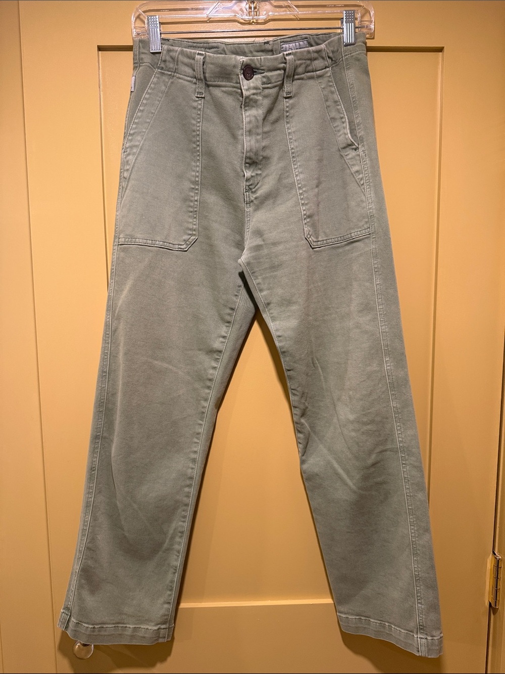 AG Analeigh high rise straight crop  Utility Trousers in Sage Green